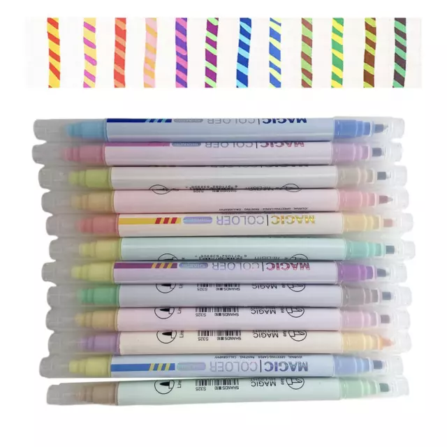 12 Pieces Dual Tip Highlighter Pen Markers for Scrapbooking