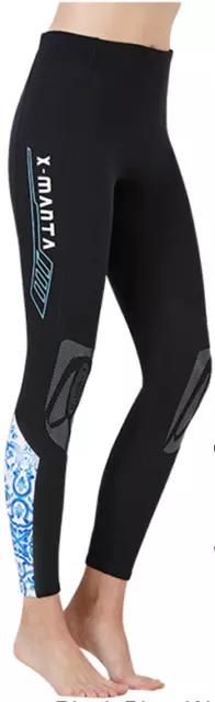 Dive & Sail Ladies Neoprene Wetsuit Leggings Pants. Blue Design.