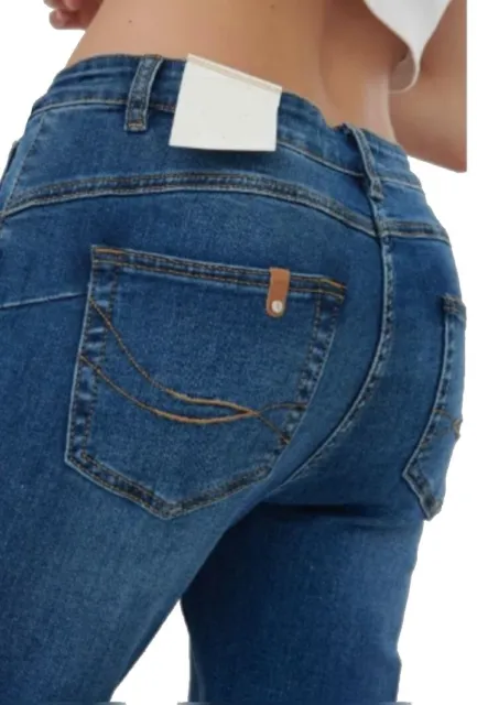Jeans donna elasticizzati push up farfallina stile skinny pantaloni signora slim