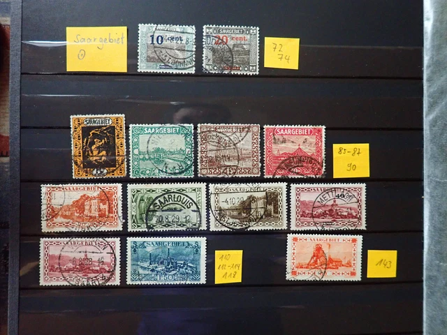 Saargebiete 1921-1930, gestempelt, Mi-Nr: 72, 74, 85-87, 90, 110, 112-114, usw