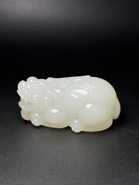 Chinese Exquisite Handmade Brave Troops carving Hetian Jade Statue