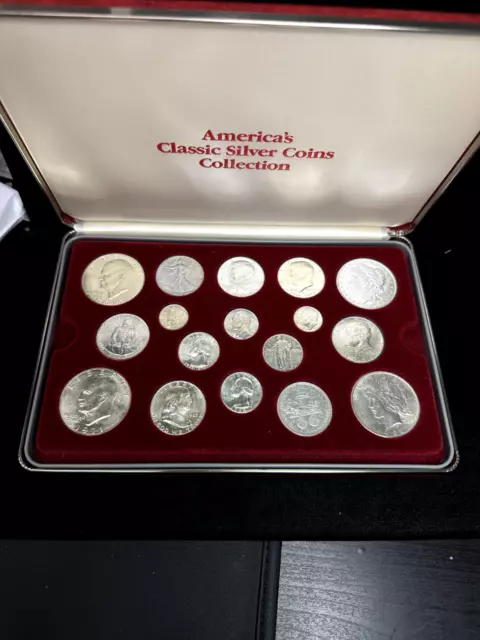 America's Classic Silver Coins Collection in Display Box 19th-20th Century Type