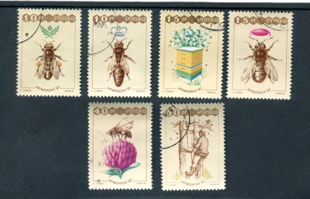 Briefmarken, Polen, Polska, Kpl. Satz, Bienen, Fi. 2958-63, 1987, gestempelt