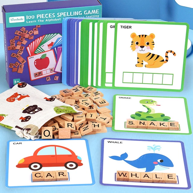 Wooden Letter Spelling Blocks Early Learning Educational Toys English Words Kits