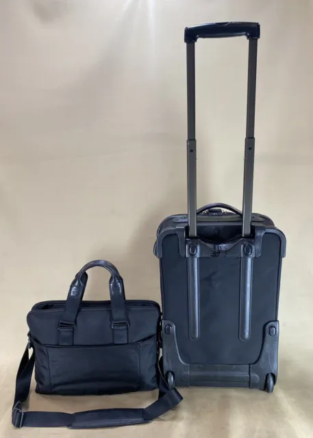 Used DAKOTA by Tumi Black 20" Upright Wheeled Suitcase & 15” T-tech Briefcase 2