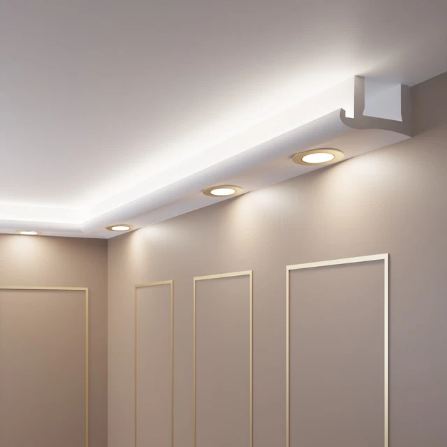 Kit Moulure Stuc LED Pareto-Decor OL-52 – 12 Mètres + 2 Coins – Éclairage Indirect XPS Blanc