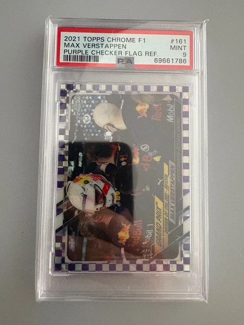 2021 Topps Chrome F1 Fernando Alonso Orange Checker Flag Ref 10/25 PSA