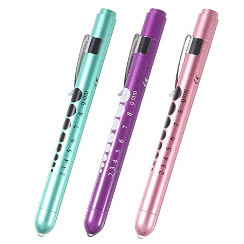 ACEIRMC 3pcs Pen LightNurse Medical Reusable LED Penlight White Light with Pu...