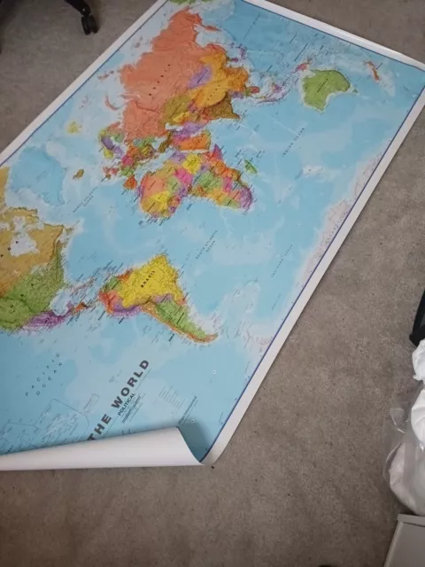 Huge World Wall Map - 115cm-200cm! Without Frame , New Geography Christmas