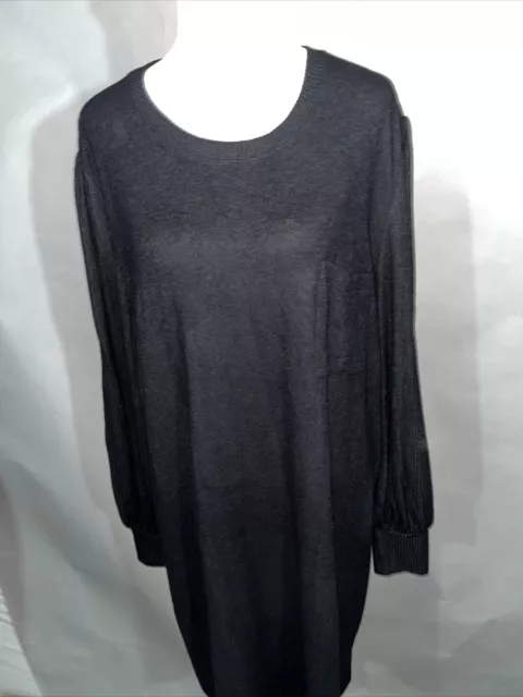 NWT Lucky Brand Womens Black Cozy Knit Rib Sleeve Dress Sz XXL New