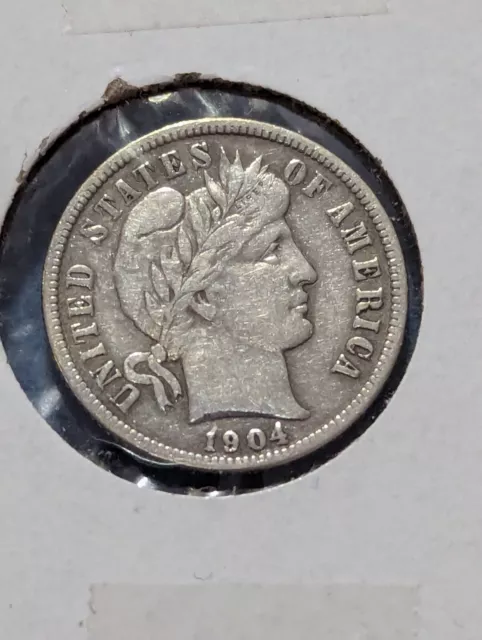  1904 Barber Dime 10c, XF/AU