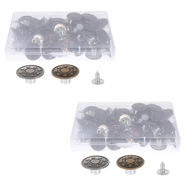 2 Boxes Boucles De Jeans Bouton Boucle De Taille Réglable Métal