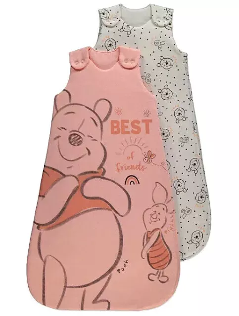 Baby Girls George Sleeping Bag Sack Winnie The Pooh Cream Coral zipped 2.5 Tog