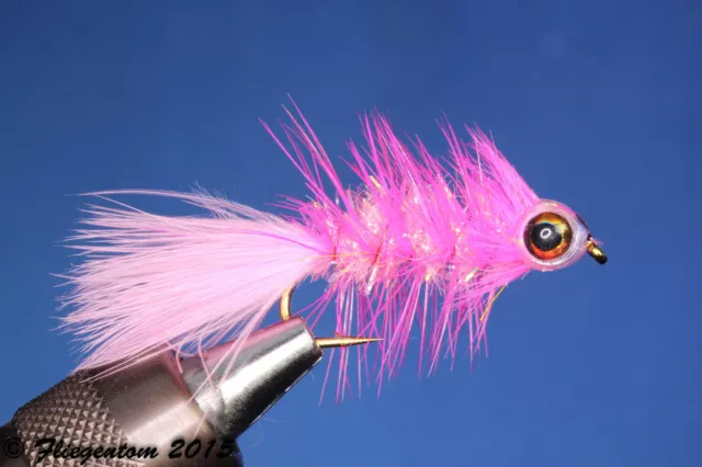 Fliegentom Streamer 3 Stück Fishmask Wooley Bugger Krystal pink