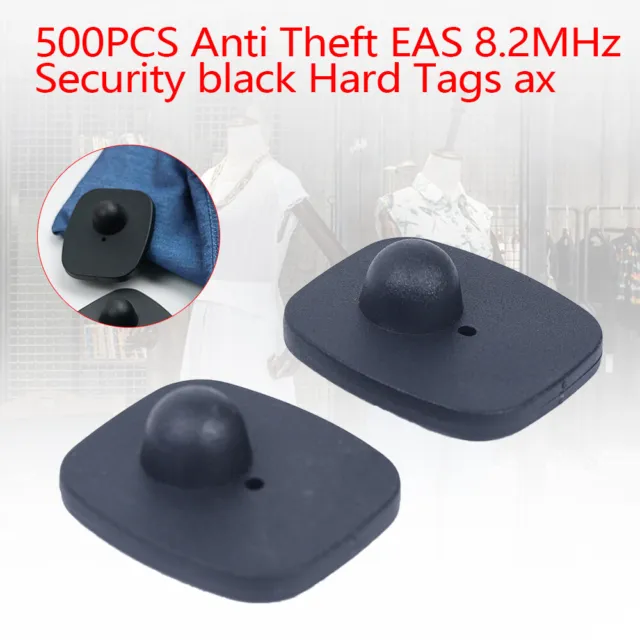 500 Black Hard Tags W/ Pins EAS Clothing Security Mini 8.2 MHZ Hard Anti Theft