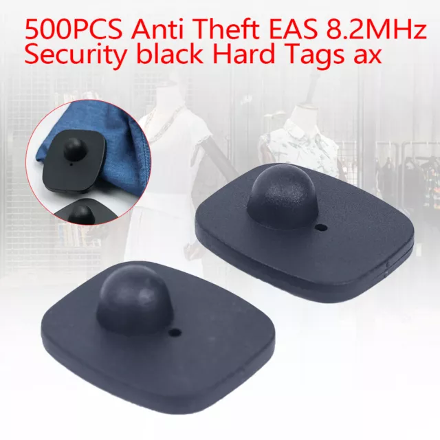500 Security Mini Hard Tags + Pins EAS Clothing 8.2 MHZ Hard 43*50mm Anti Theft