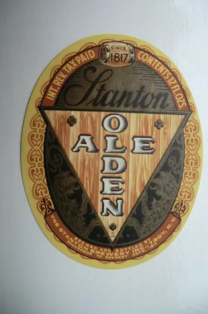 Stanton Troy Ny Usa Stanton Olden Ale Brewery Beer Bottle Label