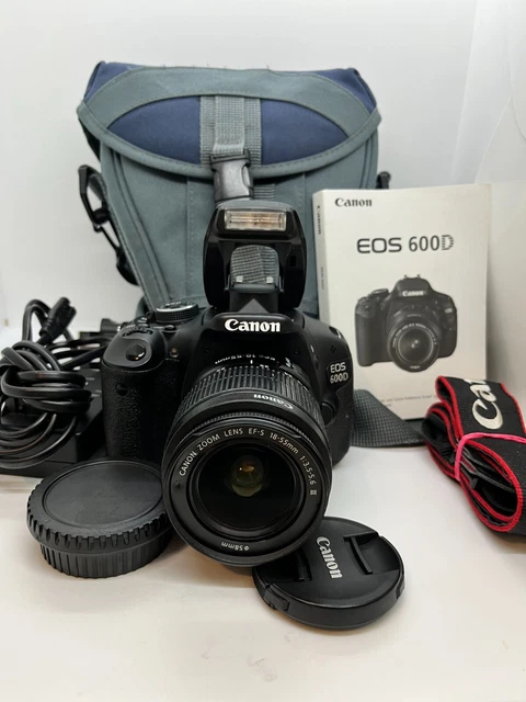 Canon EOS 600D DSLR + Canon 18-55mm III Lens 32GB card 6450 shots Bag MINTY