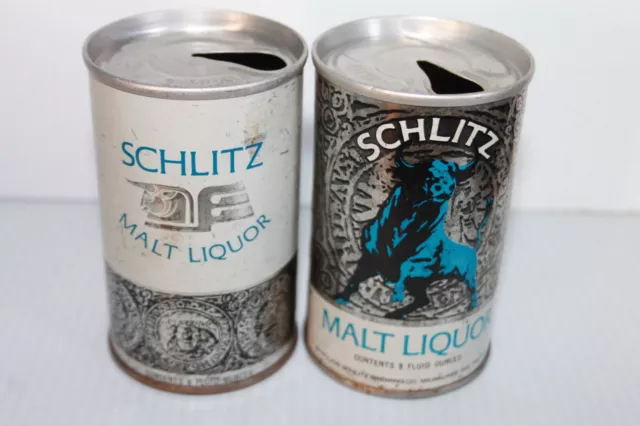 Lot of 2 Schlitz Malt Liquor Beer Cans-1969 & 1973-Jos Schlitz Brewing