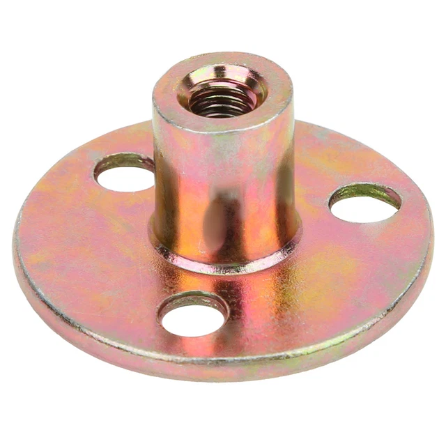 5Pcs M6 T Nut Flange 3 Hole Galvanized Iron Furniture Fixing Tee Round Base Nut