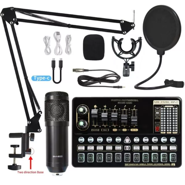 Complete Home Studio Recording Kit Mixer Condenser Microphone for Music Podcast#