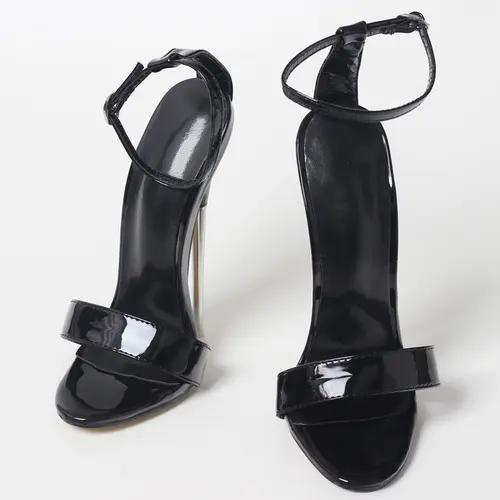 18cm Metal Stiletto Heel Sandals Patent Leather Ankle Strap Clubwear Shoes 36-46