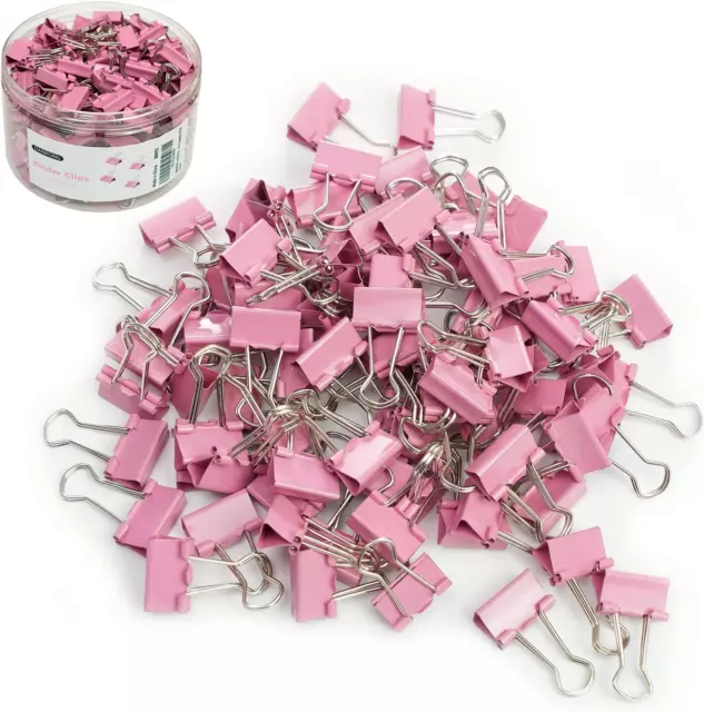 Small Pink Binder Clips 3/4 Inch, Paper Clamps, Binderclips, Clips for Paperwork