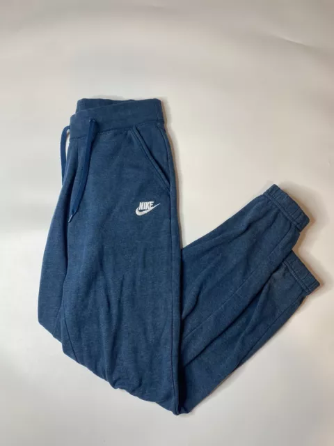 Nike Blue Embroidered Spellout Logo Drawstring Jogger Sweatpants Women’s Size XS