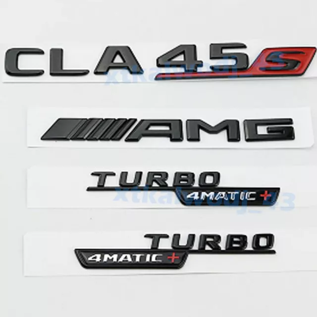 Für Mercedes Benz CLA45s AMG TURBO 4MATIC Koffer Embleme Sticker Schwarz Glanz