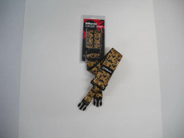 Dimarzio Steve Vai Utopia Short Cliplock Guitar Strap Black/Gold 2"Wide Dd2250S