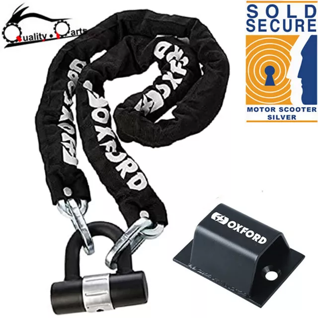 Oxford HD Scooter Motorbike Motorcycle Chain Lock 2M & Ground Anchor Sold Secure