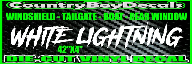 WHITE LIGHTNING Windshield Brow VINYL DECAL Sticker TRUCK Car Diesel Boat Turbo