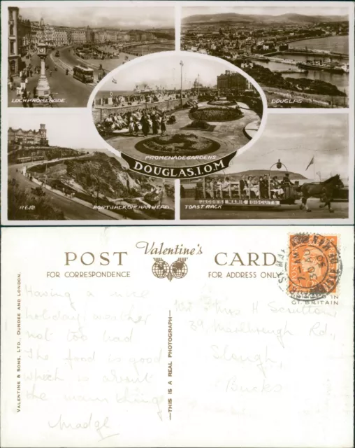 Douglas IOM 5 Views GB 1950 Cancel Valentines Real Photo RP