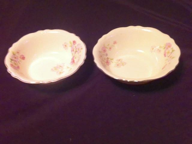 Two Homer Laughlin Virginia Fluffy Rose 8 3/8" Round Vegetable Bowls