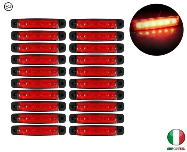 Set di 20x 12V 6 LED Luce Ingombro Rosso Omologati E13 Per Auto Camper Rimorchio