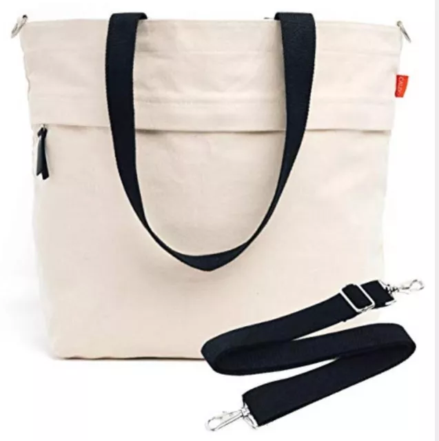 Bag - Caldo Canvas Market Tote - Large Travel Bag With Outer Zip Pocket Natural