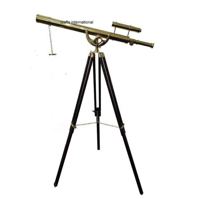 Vintage Nautical Floor Standing Telescope with Tripod Stand Handmade Brass Astro