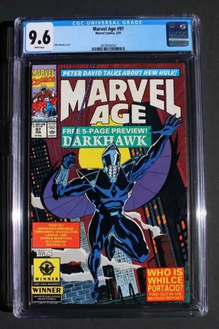 MARVEL AGE #97 Hobgoblin 1st DARKHAWK 1991 CGC Punisher 1st PROFESSOR HULK 9.6