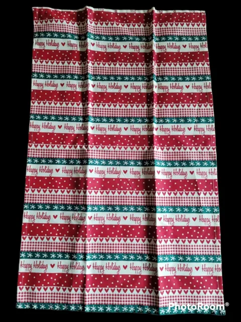 Vintage Cotton Country Happy Holidays Rectangle Table Topper 18x28 Farmhouse