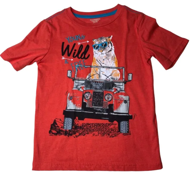 Toughskins Young Wild Free Tiger Jeep T-Shirt Tops Short Sleeve Large 7 Boys