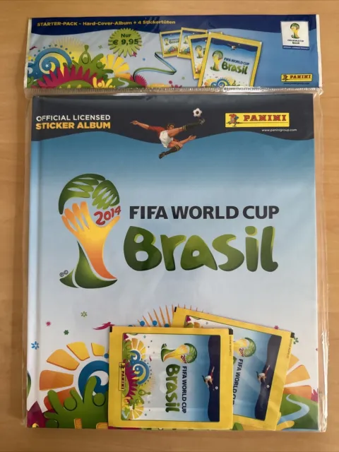 Panini Fußball WM 2014 Brasilien Hardcover Starter Sammelalbum + 4 Tüten - NEU