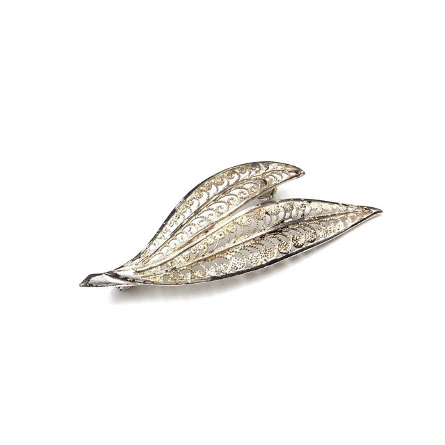 Broche ancienne en argent 835 filigrané - Montres & Bijoux
