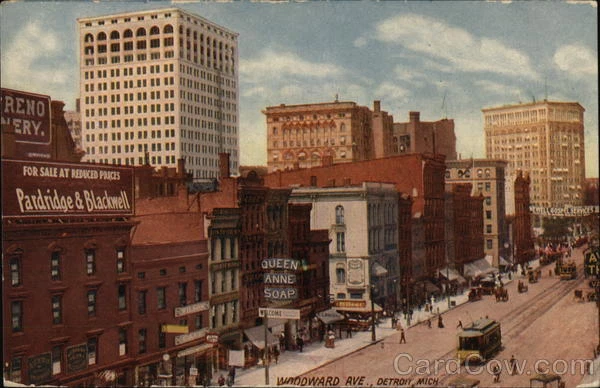 Detroit,MI Woodward Ave. Wayne County Michigan Antique Postcard Vintage