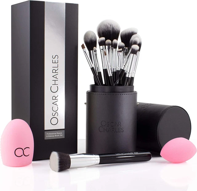 Oscar Charles 17 Pezzi: Set di pennelli per trucco professionale con frullatore