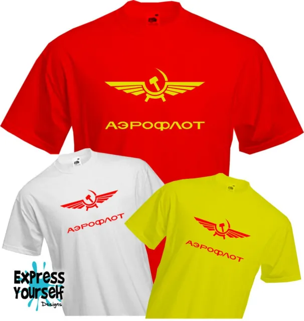 AEROFLOT RUSSIAN AIRLINES - T-shirt, retrò, guerra fredda, soviet, moscow
