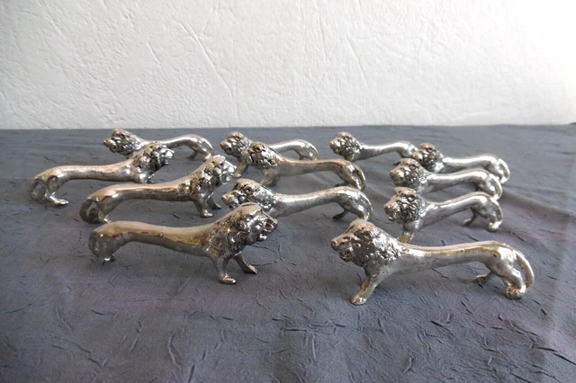 Ancien Porte-couteaux 6 Places Métal Argenté Pieds Dorés - Vintage Boîte PC1