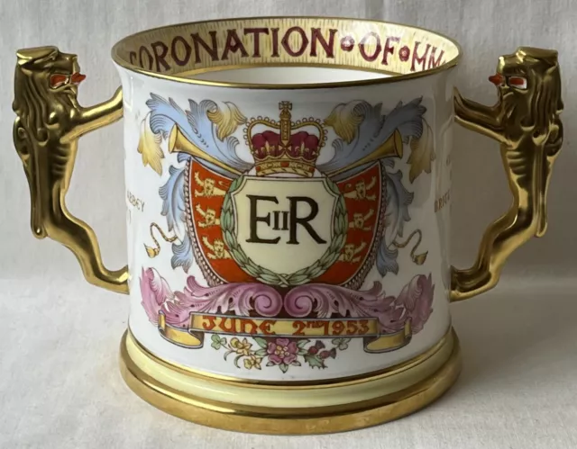 Large Paragon Bone China Queen Elizabeth II 1953 Coronation Loving Cup.