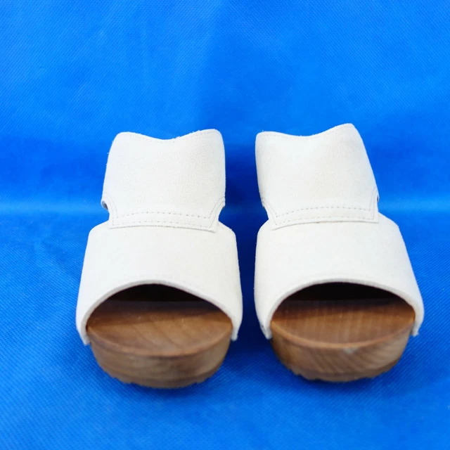 Sanita Chaussures Femmes Cuir Bois Sabots Sandales à Semelle Compensée Neuf 3
