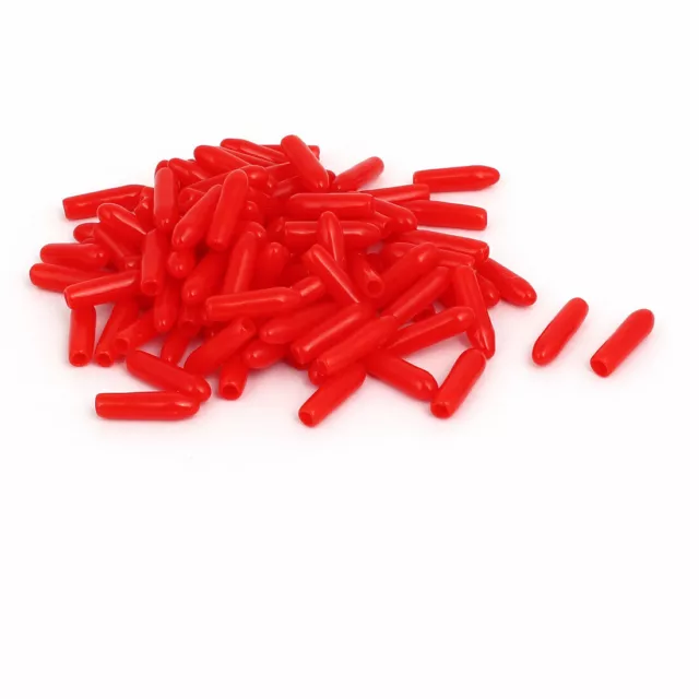 2.5mm Inner Dia Rubber Insulated End Cap Screw Thread Protector Cover Red 100pcs