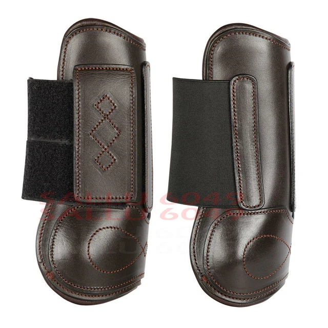 New Large Genuine Brown Leather Lightweight Horse Leg Splint Boot HLB44464